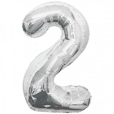 Number 7 SILVER Qualatex 34 in     BNISP JUMBO Birthday Balloon
